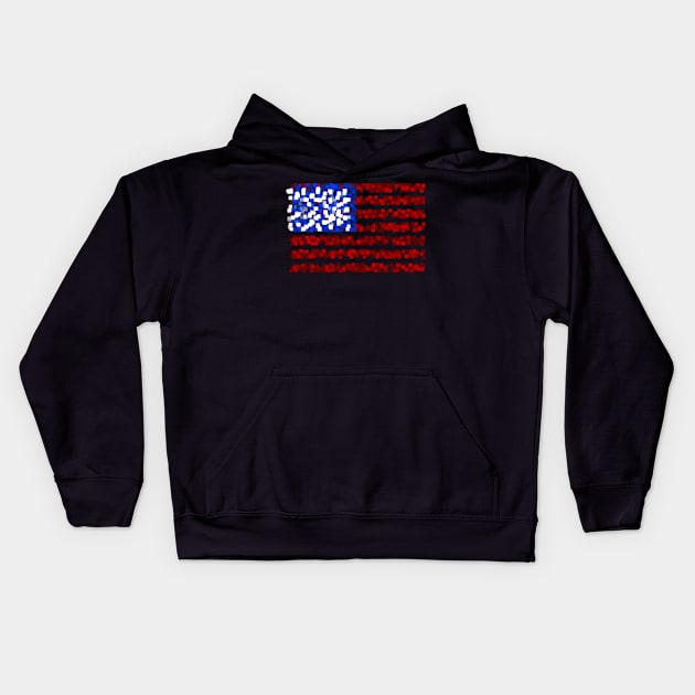 American flag in red, white and blue cubes Kids Hoodie by Toozidi T Shirts